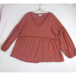 Wonderly Peasant Top Women XL Burnt Orange Shirt‎ 3/4 Balloon Sleeve Cottage